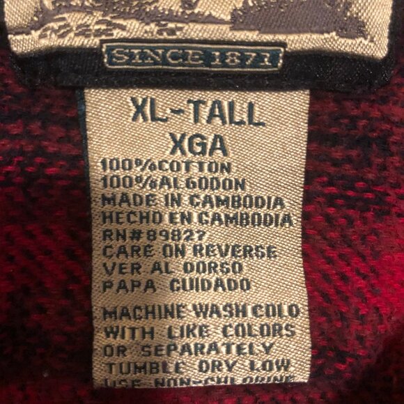 🪶 Field & Stream Heritage Flannel — Red & Black Buffalo Plaid (XL Tall) - Picture 11 of 14